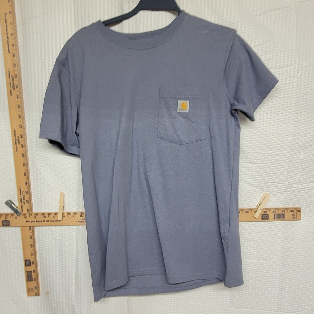 Carhartt Boys Small 4-6 Loose Fit Pocket T-Shirt Blue Gray Short Sleeve Logo